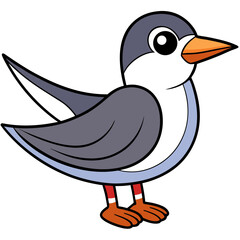 Cartoon bird illustration with dark gray and orange accents