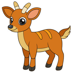 Cute cartoon deer illustration standing on a white background