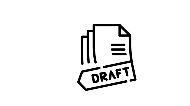 Draft document icon is suitable for websites, blogs, and presentations related to writing, editing, business, and paperwork concepts.