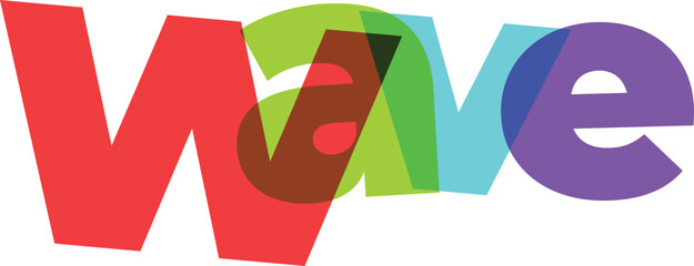 Colorful Wave Typography Graphic Design Modern Overlapping Letters Isolated Art