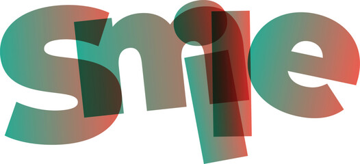 Creative Abstract Typography Illustration with Intersecting Letters in Teal and Red