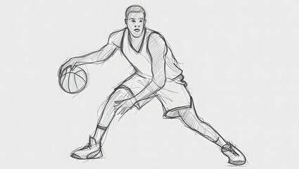 Fototapeta premium Dynamic basketball sketch illustration in motion