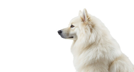 White fluffy dog profile isolated on white background