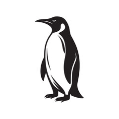 Striking Silhouette of a Penguin Standing Tall Against a White Backdrop