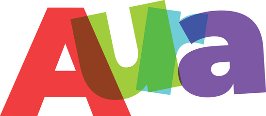 Vibrant Aura Text Logo Design with Overlapping Colors and Transparency