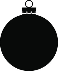 Simple black christmas ornament with a loop ideal for design on transparent background silhouette