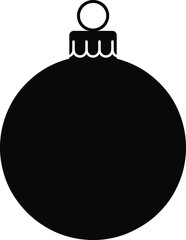Simple black christmas ornament with a loop ideal for designs on transparent background silhouette