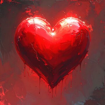 Glowing Red Heart with dripping effect