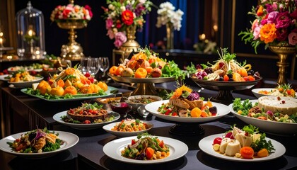 Fototapeta premium Delicious and colorful food installation at an exquisite event