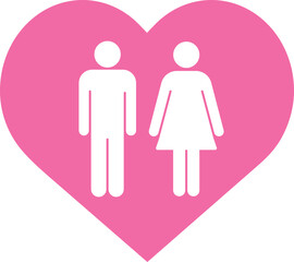 ハートと男女のピクトグラム　カップル　マッチング　結婚　ベクターイラスト素材