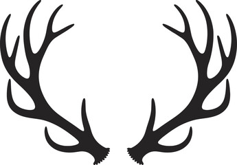 Black deer antlers graphic design element on transparent background silhouette