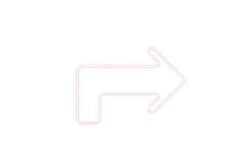 Neon glowing arrow sign showing right and down direction, indicating web pointer navigation symbol