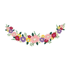 Hand-drawn floral garland illustation