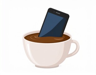 Cellphone in a cup of coffee 