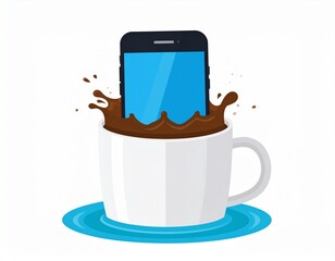 Cellphone in a cup of coffee 