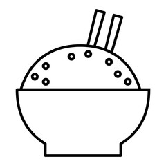 rice bowl line icon with editable stroke