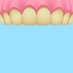 Upper teeth (Brown) - Text box banner (square) illustration vector design. Dental care concept.
