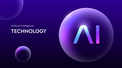 AI Circle Sphere and Artificial Intelligence Technology Background with Data Automation for Presentation Business Futuristic Tech Glow Innovation Big Data Gradient Digital Bubble in Cyberspace