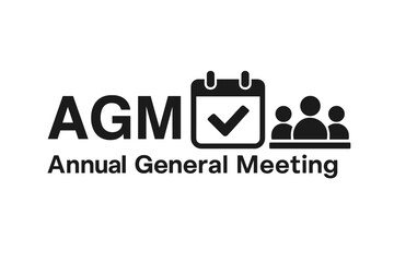 AGM Annual General Meeting acronym icon. Business shareholders conference concept. Corporate event symbol. Assembly of members or stakeholders. Company report presentation. Vector.