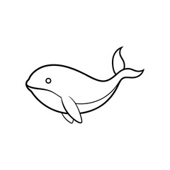 Obraz premium Simple outline drawing of whale on transparent background