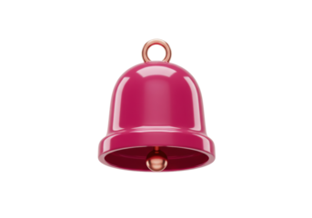 Shiny pink bell isolated PNG, notification alert symbol for social media and reminders on transparent background