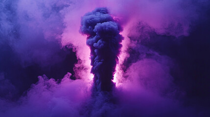 Violet explosive smoke emerging from a void center, creating an eerie, mysterious ambiance, ideal for abstract, fantasy, or dramatic visual designs.
