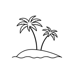 Two palms on a small island on transparent background