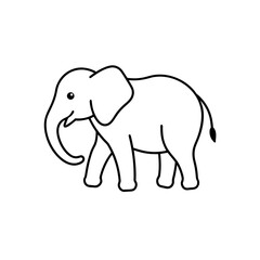 Simple outline drawing elephant on transparent background