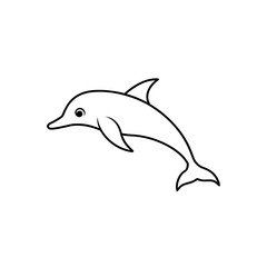 Fototapeta premium Dolphin outline jumping upwards on transparent background