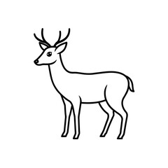 Fototapeta premium Standing deer outline drawing on transparent background