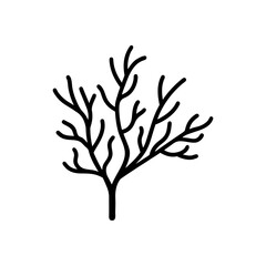 Simple bare tree branch drawing on transparent background