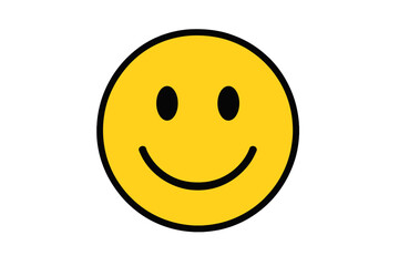 Fototapeta premium Simple yellow smiley face vector icon. Happy smiling emoticon illustration. Symbol of happiness, good mood and positive emotion. Flat design character isolated on white background.