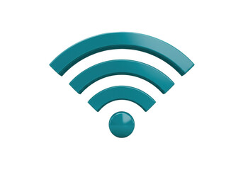 Teal wifi symbol isolated PNG, wireless internet connection icon for network and communication technology on transparent background