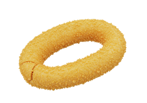 Golden crispy onion ring isolated on transparent background, delicious snack for fast food restaurants and food blogs