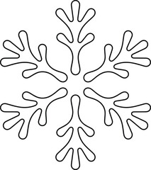 Delicate snowflake outline drawing perfect for winter designs on transparent background silhouette
