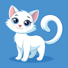 cat vector, Smiling Kawaii Cat Vector, Cute Cat Vector,Adorable Cartoon Kitty with Blue Eyes,Happy White Cat with Blue Stripes,Cute Cartoon Kitten with Blue Eyes, cat cartoon,cat design, cat concept, 