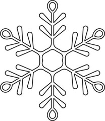 Delicate linear snowflake design perfect for winter themes on transparent background silhouette
