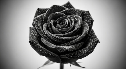 Monochromatic Black Rose with Water Droplets