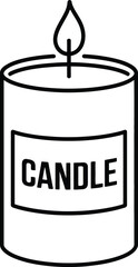 Simple black line art candle with label ideal for design on transparent background silhouette