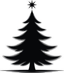 Simple black christmas tree graphic ideal for design projects on transparent background silhouette