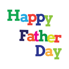 Colorful Happy Father Day Text Design on White Background