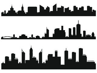 Naklejka premium City Silhouettes illustrated on white