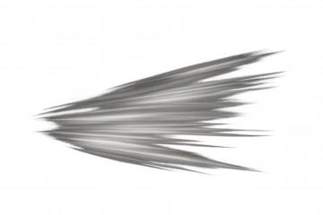 Streaking white light lines conveying high-speed motion and energy on transparent background — futuristic dynamic overlay for design assets