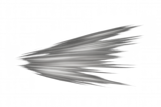 Streaking white light lines conveying high-speed motion and energy on transparent background — futuristic dynamic overlay for design assets