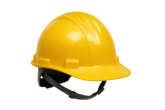 Yellow hard hat representing safety, construction, and engineering industry work on transparent background