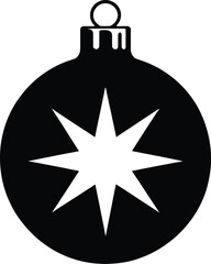 Fototapeta premium Simple black christmas ornament illustration with a star on transparent background silhouette