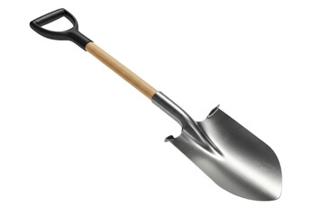 Metal garden shovel isolated on a clean backdrop, digging tool for gardening and landscaping projects