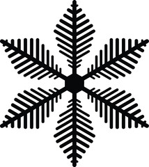 Intricate snowflake design with detailed lines on transparent background silhouette