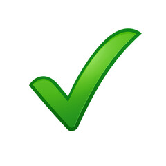 Bright green checkmark symbol isolated on transparent background, Clipart png