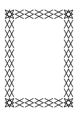 Black Geometric Decorative Border Frame with Star Corners on White Background